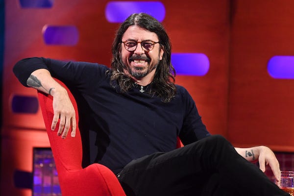 Dave Grohl during the filming for the Graham Norton Show at BBC Studioworks 6 Television Centre, Wood Lane, London, to be aired on BBC One on Friday