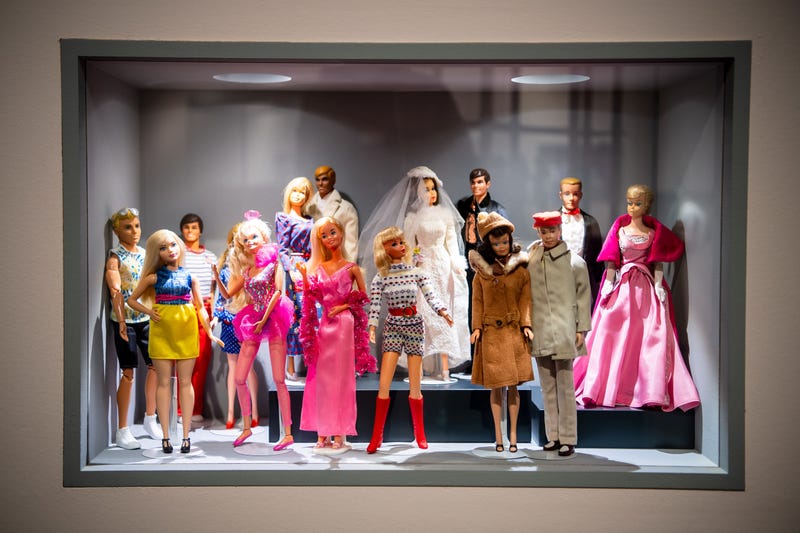 Barbie dolls are set up for the exhibition "Busy girl - Barbie makes a career" at the Ostfriesisches Landesmuseum.