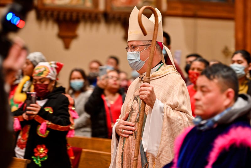 Diocese of Scranton Bishop Joseph Bambera participates in the Spanish mass for the Feast Day of Guadelupe celebration.