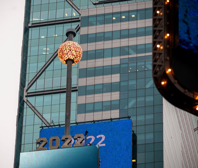 The New Year's Eve ball on the roof of One Times Square is tested on Dec. 30, 2021