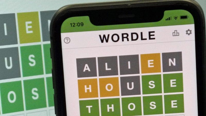 Wordle word game open on the screen of an iPhone