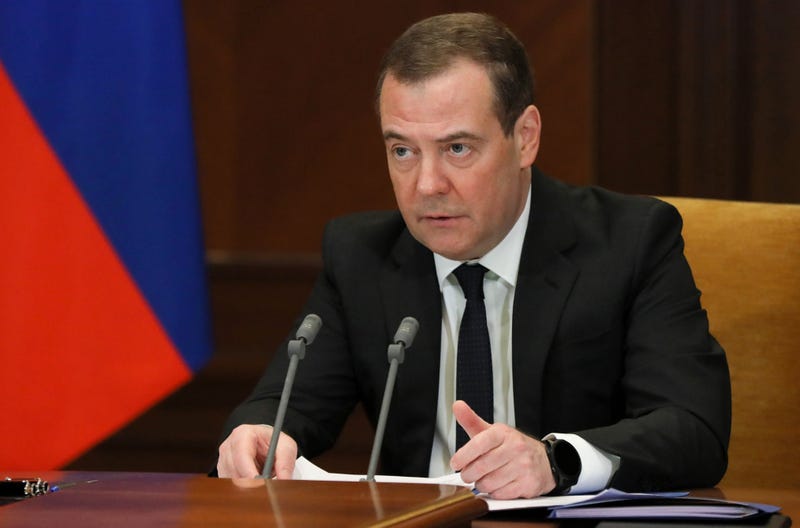 Dmitry Medvedev, deputy chairman of the Russian Security Council, holds a meeting in late February
