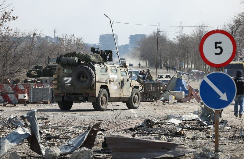 Military hardware of the Donetsk People's Republic (DPR) is pictured in the city of Mariupol. Tensions started heating up in Donbass on February 17, with the Donetsk and Lugansk People's Republics reporting the most intense shellfire from Ukraine in months. On February 24, Russia's President Putin announced his decision to launch a special military operation after considering requests from the leaders of the Donetsk People's Republic and Lugansk People's Republic. 