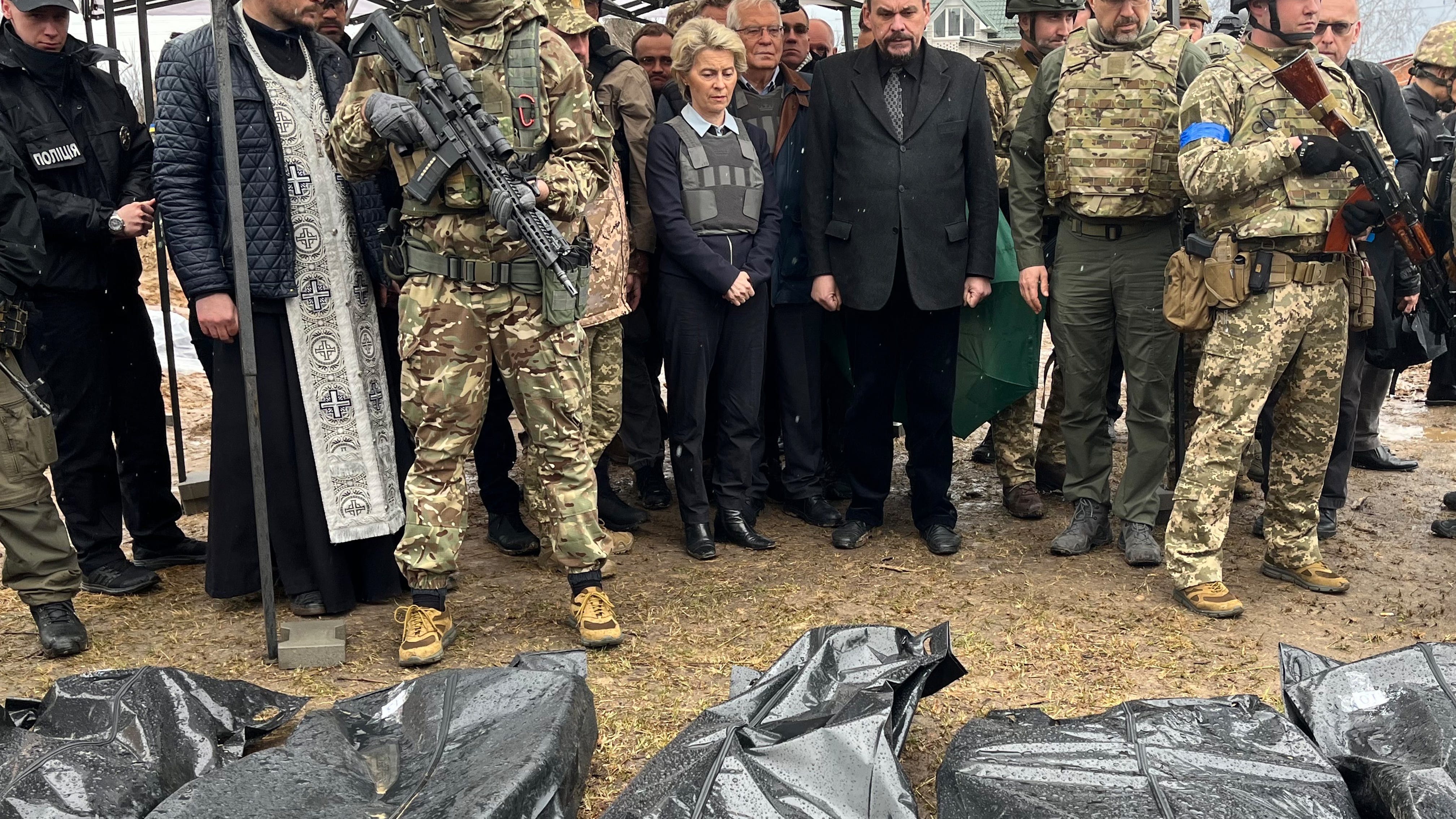 UKRAINE-RUSSIA LIVE UPDATES: EU president tours Bucha mass grave, advances EU membership