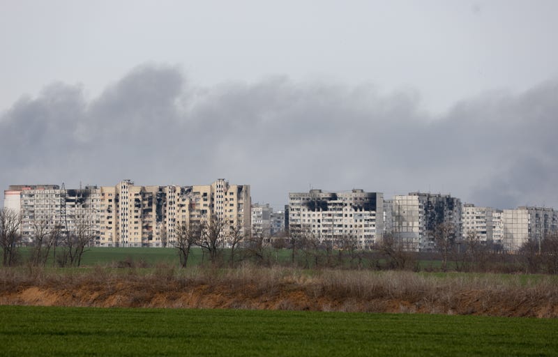 A view of the besieged city of Mariupol on April 10, 2022