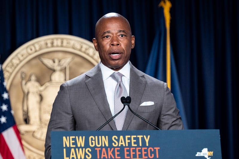 New York City Mayor Eric Adams (D) speaking at a press conference to announce new concealed carry gun laws.