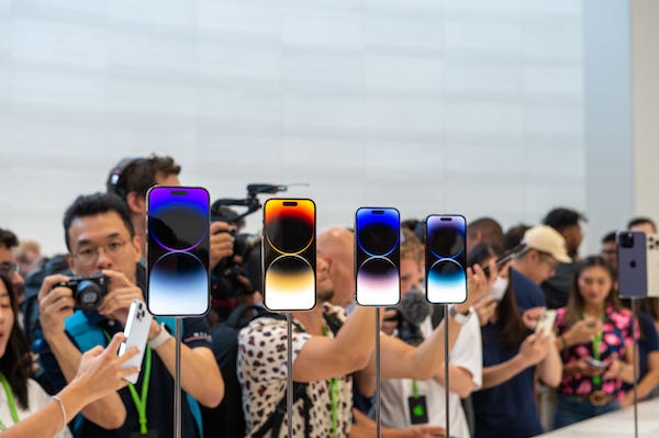 The new iPhone 14 Pro is seen on the grounds of the company's headquarters