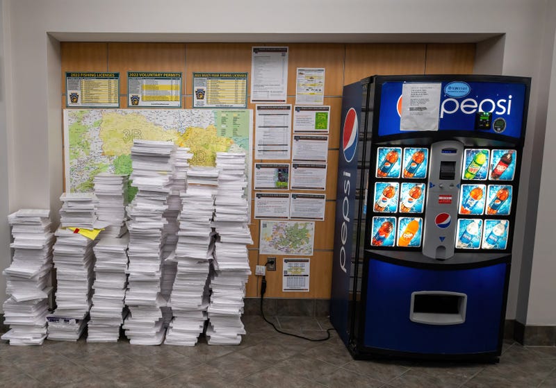 Stacks of ballot paper delivered to the foyer of the Bureau of Elections in Luzerne County