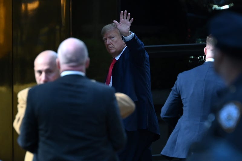 Former President Donald Trump arrives at Trump Tower in New York on April 3, 2023