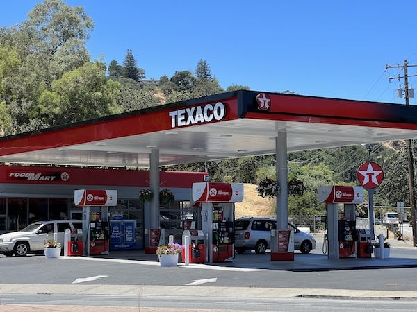 Cars visit at Texaco gas station in Walnut Creek, California, July 20, 2022