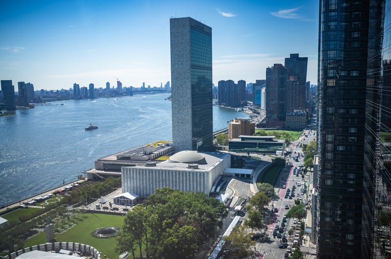 View of the grounds of the United Nations headquarters in Midtown on Sept. 17, 2023