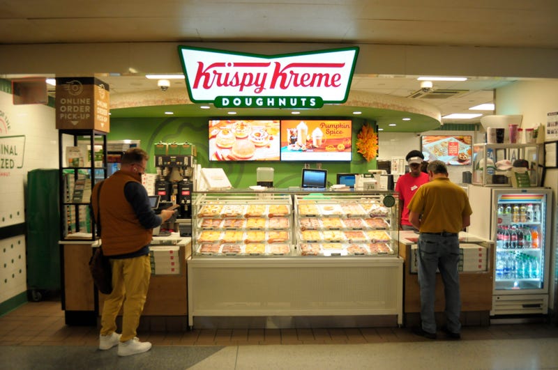 A Krispy Kreme doughnut store is seen in Penn Station in Manhattan, New York City.