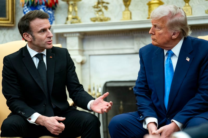 President Donald Trump meets with President of France Emmanuel Macron in the Oval Office at the White House in Washington, DC on Monday, February 24, 2025.