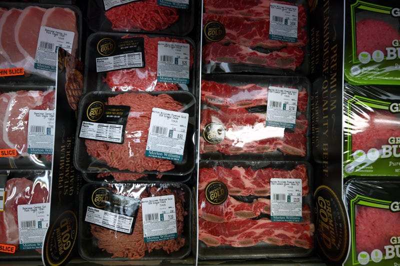 Packaged meat on display in a supermarket, July 21, 2025. Price of beef has risen almost 9% since January according to the Department of Agriculture, with steak up more than 12% and ground beef up more than 10%. 