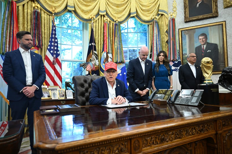 President Trump and Vice President Vance are seen in the Oval Office of the White House on August 22, 2025
