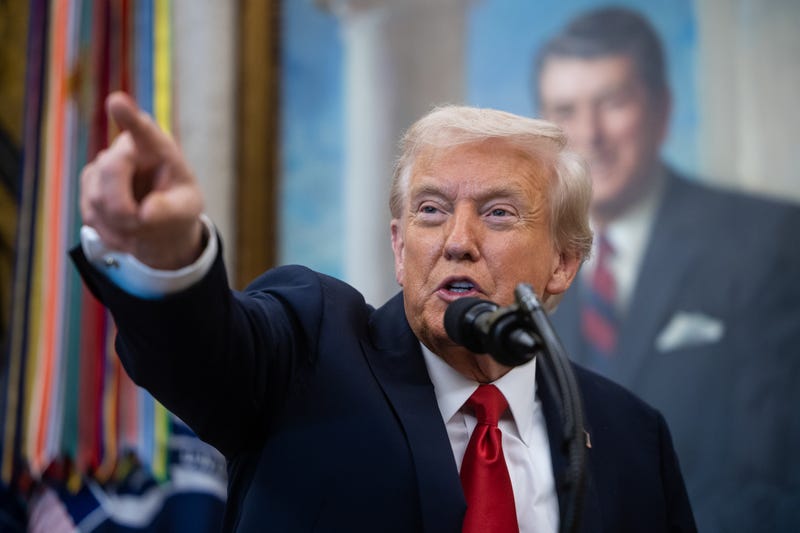 President Donald Trump makes an announcement in the Oval Office at the White House Oct. 16, 2025