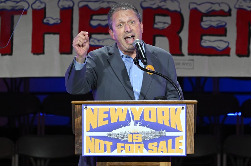 New York City Comptroller Brad Lander speaks at an election rally for Mayoral Candidate Zohran Mamdani at Forest Hills Stadium in Queens on Oct. 26, 2025