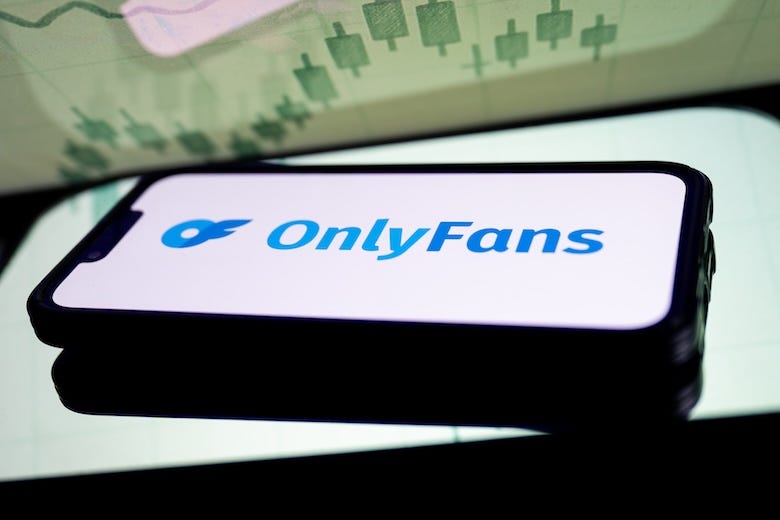 OnlyFans logo displayed on a smartphone
