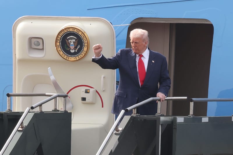 President Donald Trump's departure at Gimhae Air Base in Gimhae, South Korea on October 30, 2025
