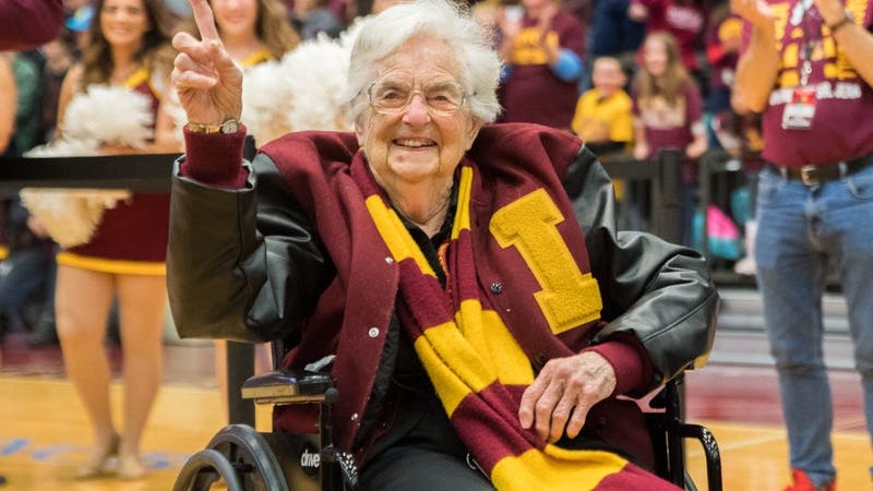 Masked up, Sister Jean cheers on Loyola Ramblers at NCAA men's basketball tournament