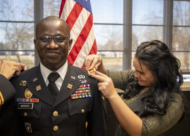Maj. Tatchie Manso has the rank of Major pinned on him