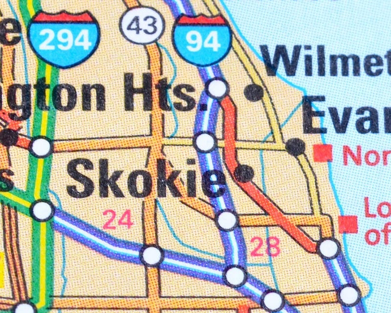 Skokie on a traffic map