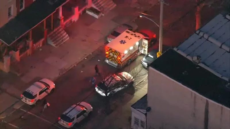 The scene where multiple people were shot in Strawberry Mansion early Thursday night.