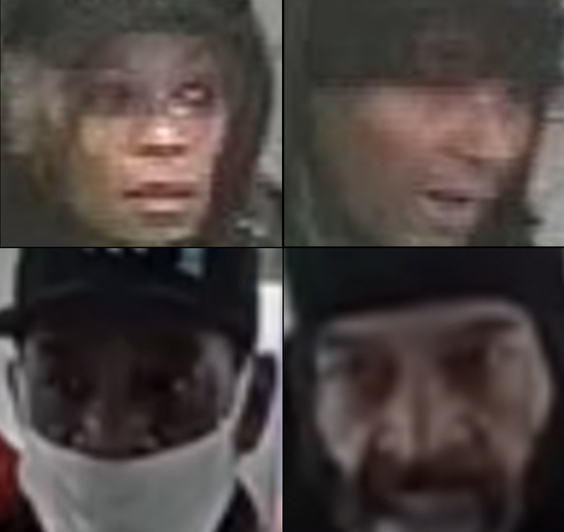 Surveillance cameras captured the four suspects now sought by police