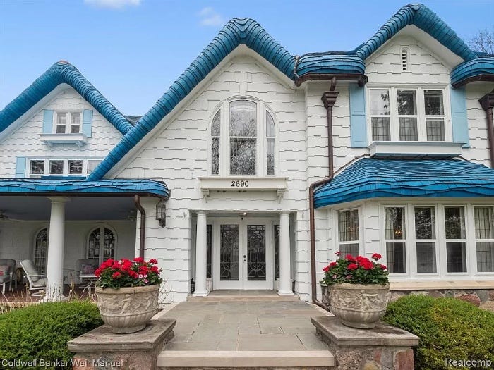 The "landmark home" is set to sell for a total of $4,199,000. This enchanting home is described as "reminiscent of the Cotswold style sits on almost 3 acres of property and offers 175 feet of all sports Pine Lake frontage, and 187' on Pine Lake Golf course, a 7 car garage and Bloomfield Hills Schools."