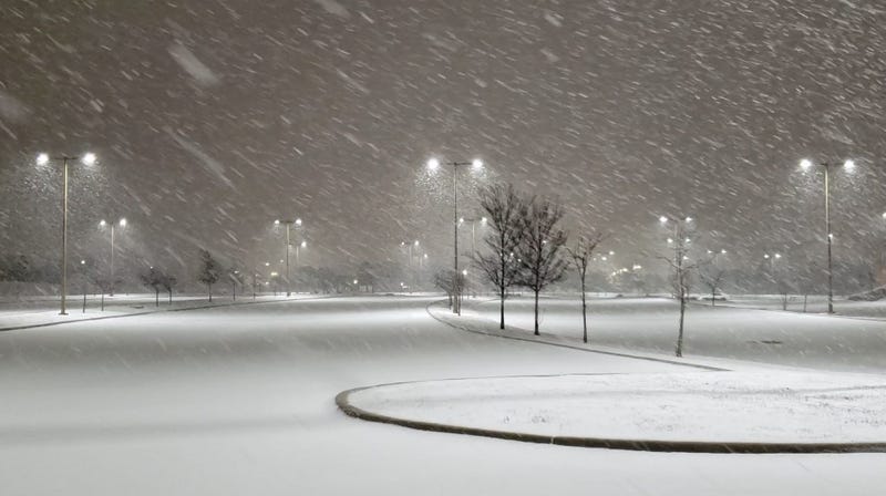 Snow at the KNSS studios: Friday, January 1st