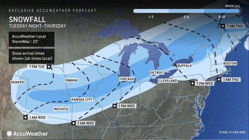 midweek snowstorm map