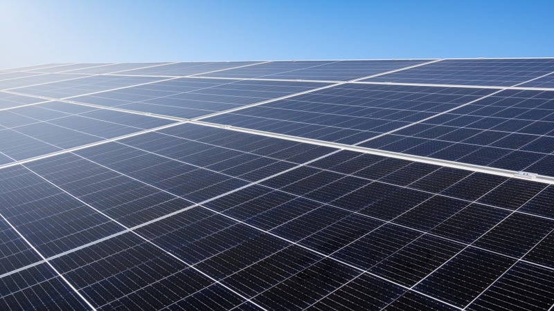 Solar panels in a solar farm