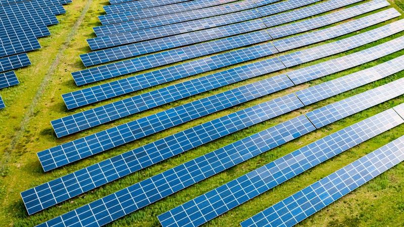 Large solar farm in the countryside