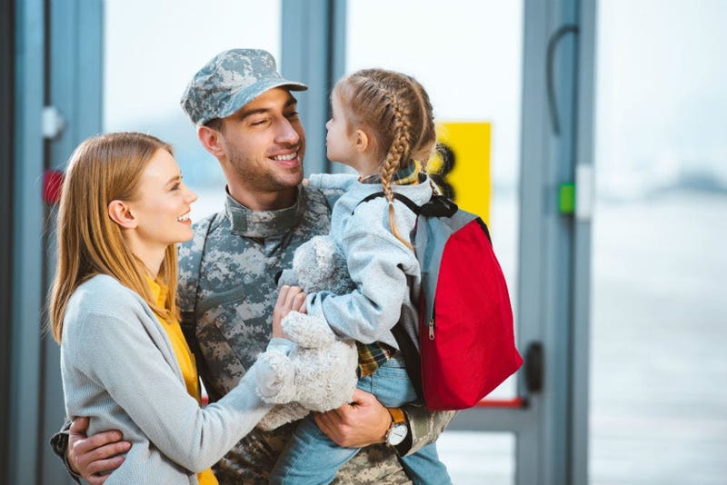 soldier with family