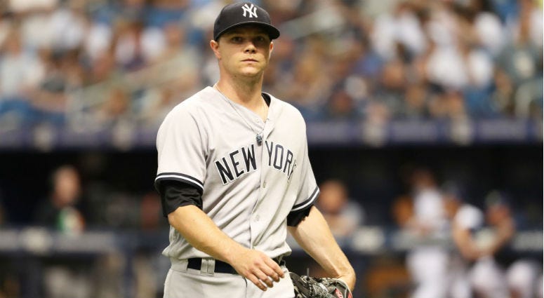 New York Yankees starting pitcher Sonny Gray at Tropicana Field in Tampa.