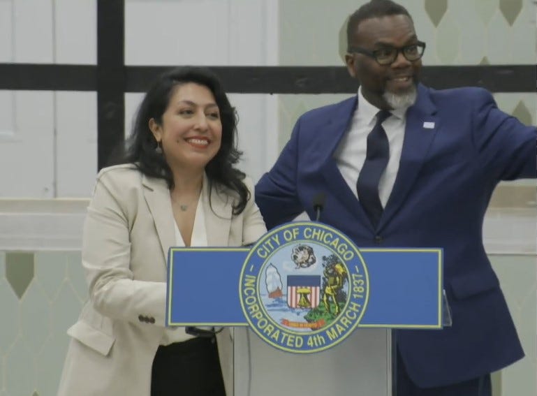 Sendy Soto and Mayor Brandon Johnson