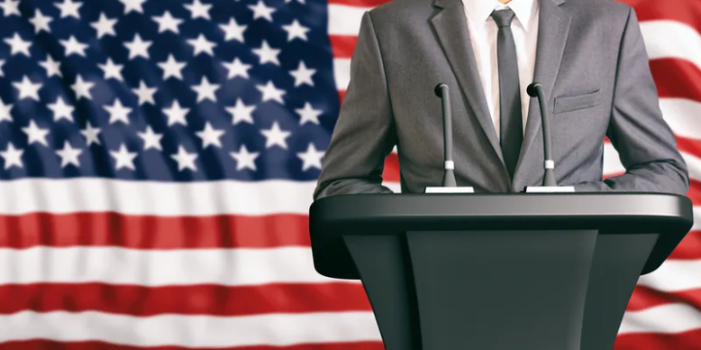 Young politician speaking.