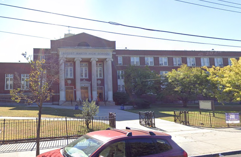 A 15-year-old boy was stabbed while walking to August Martin High School in South Jamaica on Wednesday morning.
