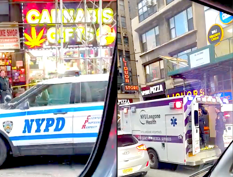 A 50-year-old worker was stabbed at 584 8th Ave. in Midtown on Sunday afternoon following a prior dispute, police said
