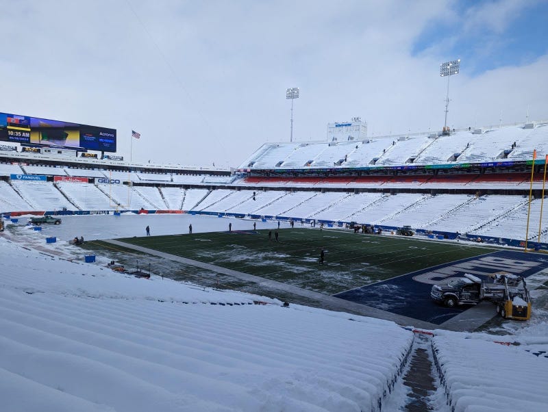 Some fans are earning money by shoveling inside Highmark Stadium prior to the start of Monday's playoff game between the Bills and Steelers. One shoveler is sharing his story with WBEN. 