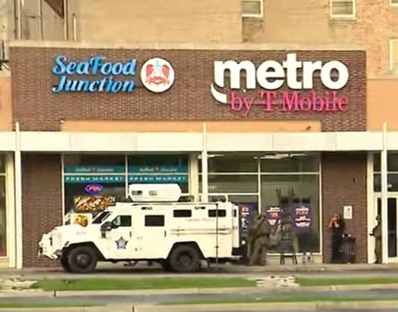CPD SWAT vehicle outside building