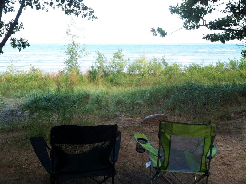 Camping by Lake Huron at Port Crescent State Park in Port Austin.