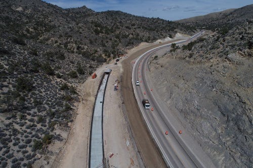 Overhead view of Nevada State Route 160