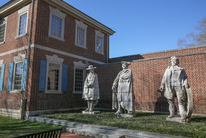 Sculptures by Alexander Stirling Calder located in the exterior garden of the Presbyterian Historical Society.