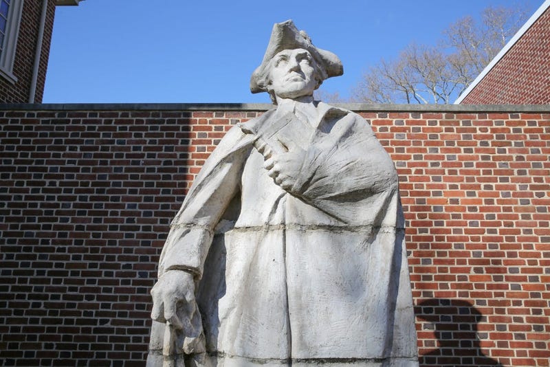 Sculptures by Alexander Stirling Calder located in the exterior garden of the Presbyterian Historical Society.