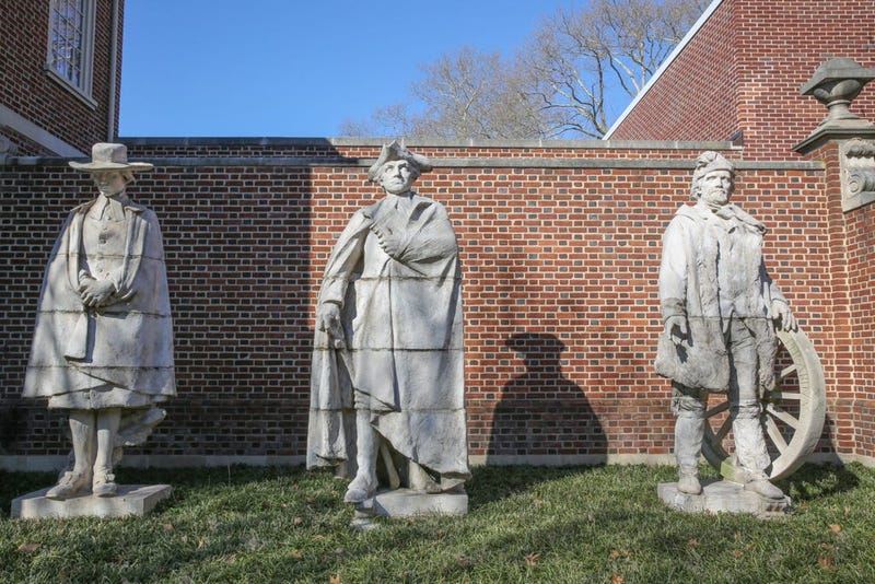 Sculptures by Alexander Stirling Calder located in the exterior garden of the Presbyterian Historical Society.