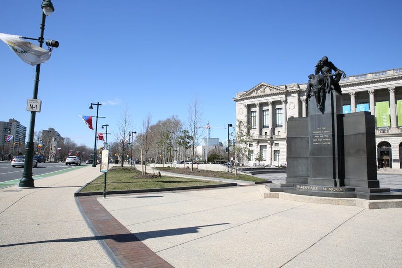 Shakespeare Memorial by Alexander Stirling Calder located near Logan Square.