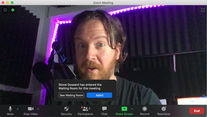 A Zoom call prompt with Gregr and Stone Gossard