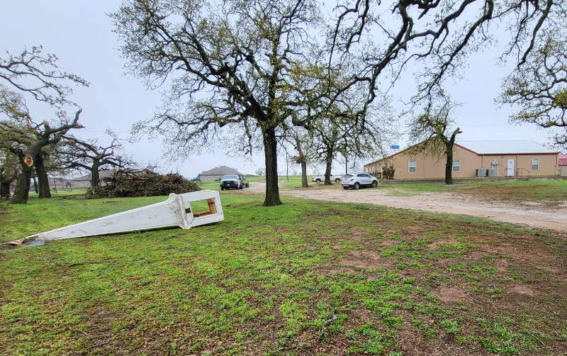 Damage at Oak Tree Baptist Church in Poolville, Texas