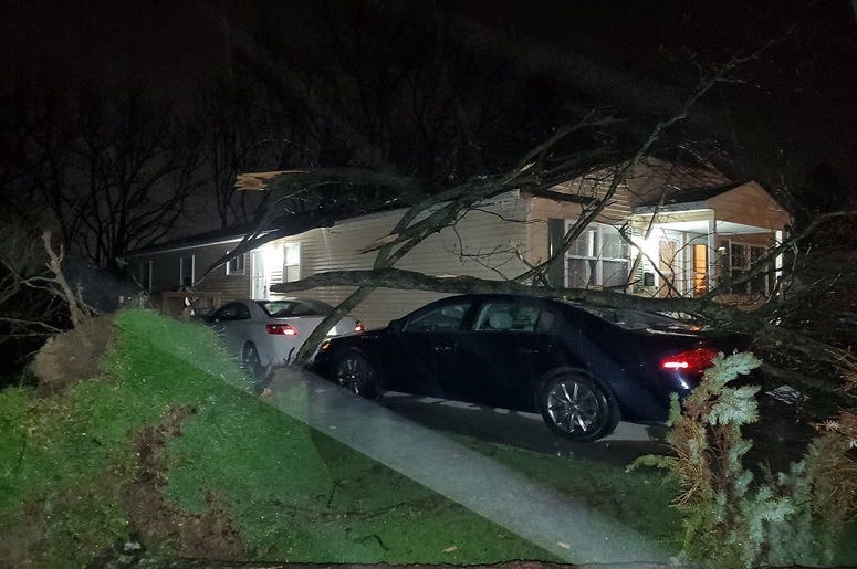 Storm damage on W. Mill St. in Medina, Ohio after the April 8th storms